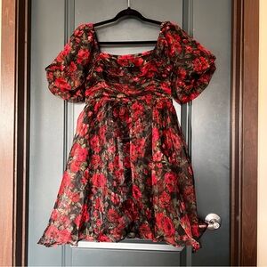 Entro Black and Red Smocked Dress